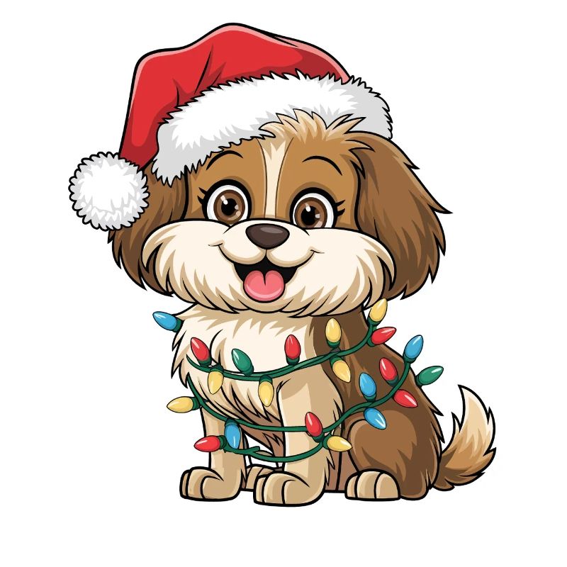Weihnachtshund mit Lichterkette