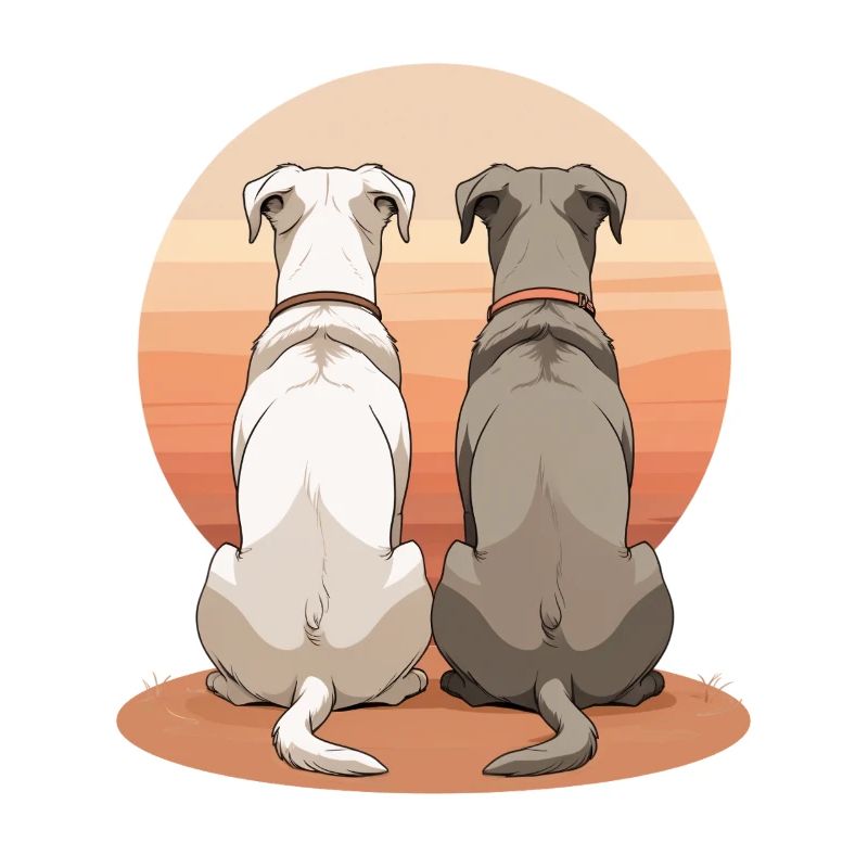 Zwei Hunde am Sonnenuntergang