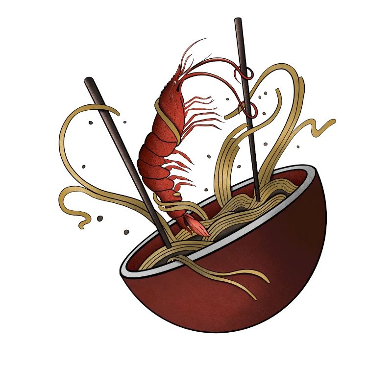 Garnelen-Ramen-Shirt – Japanisches Nudel-Kunst-Tee