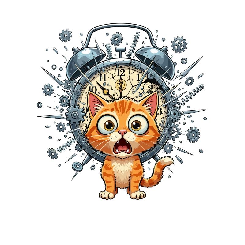 Steampunk-Katze vor Uhrwerk