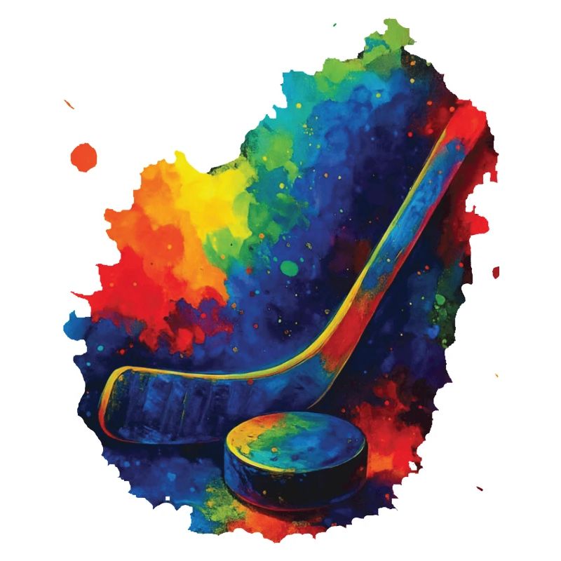 Aquarell-Mehrfarb-Stil Hockeyschläger