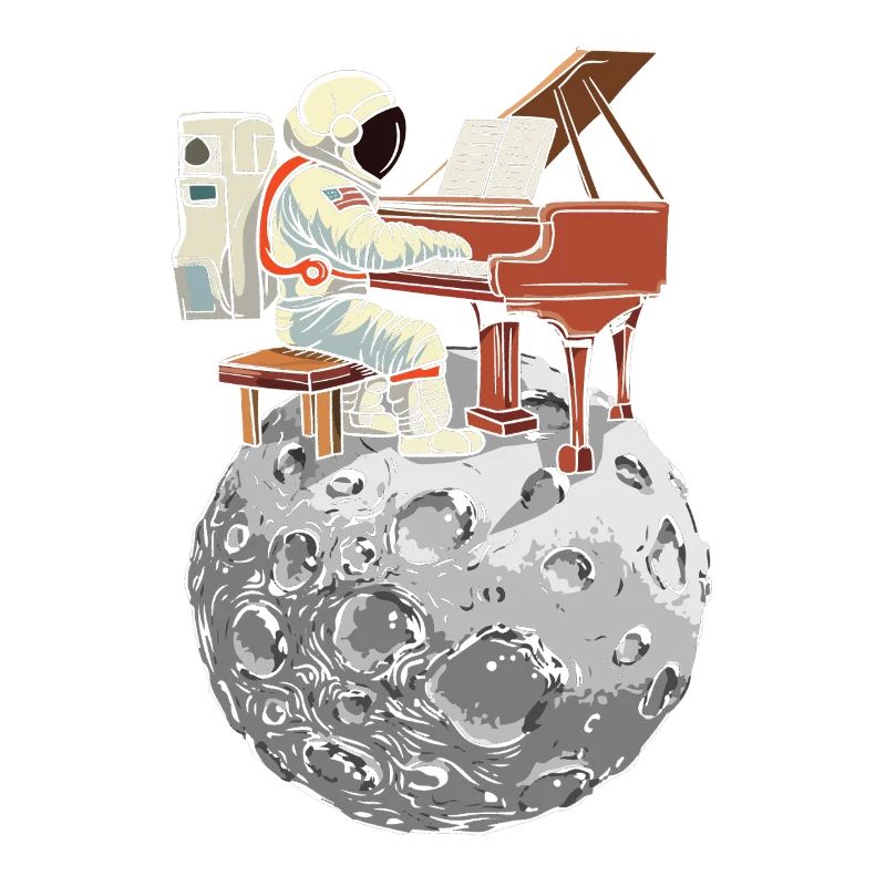 Piano lunaire avec combinaison spatiale