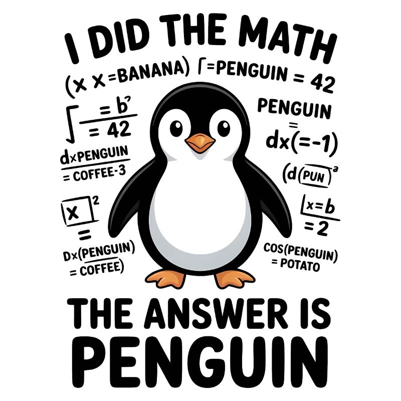 Math Sayings Penguin Funny Math Gift