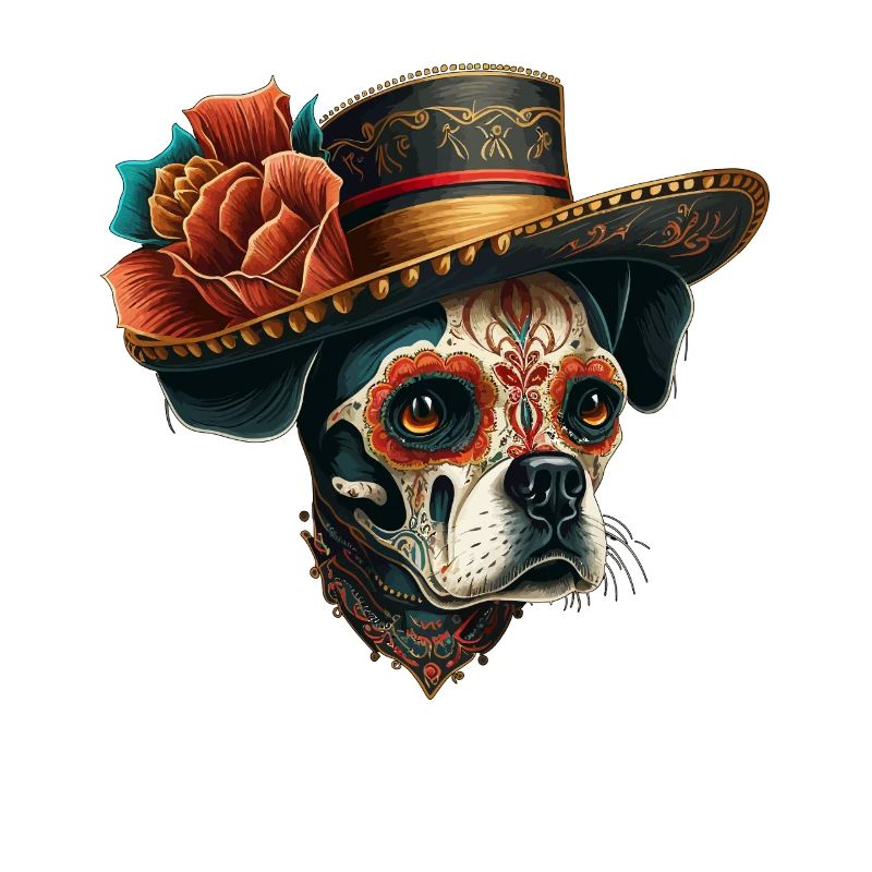 Zuckerschädelhund mit Fiesta-Hut