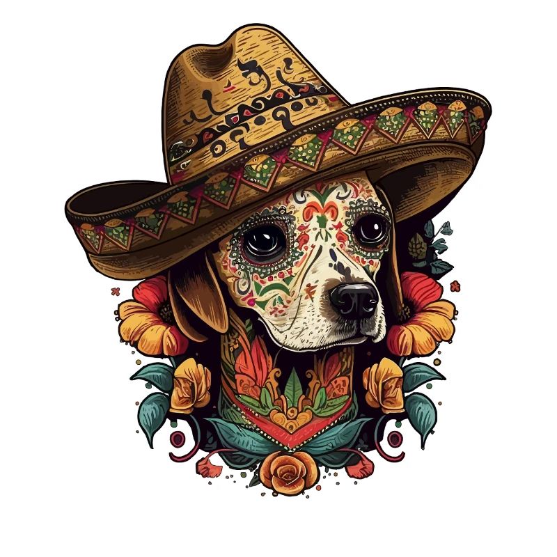 Sugar Skull Sombrero Hund