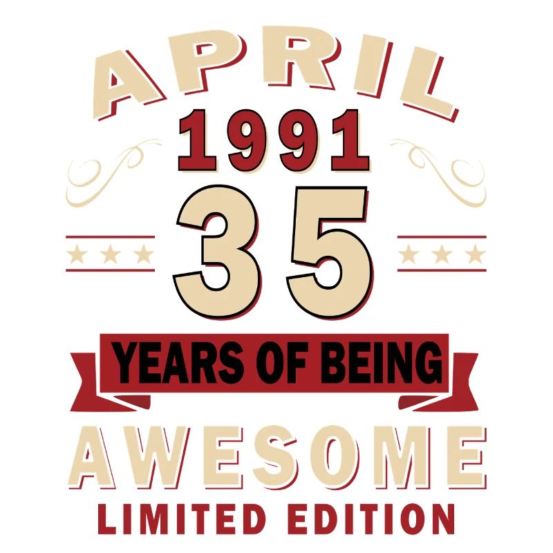 35. Geburtstag Geschenk Mann Original April 1991
