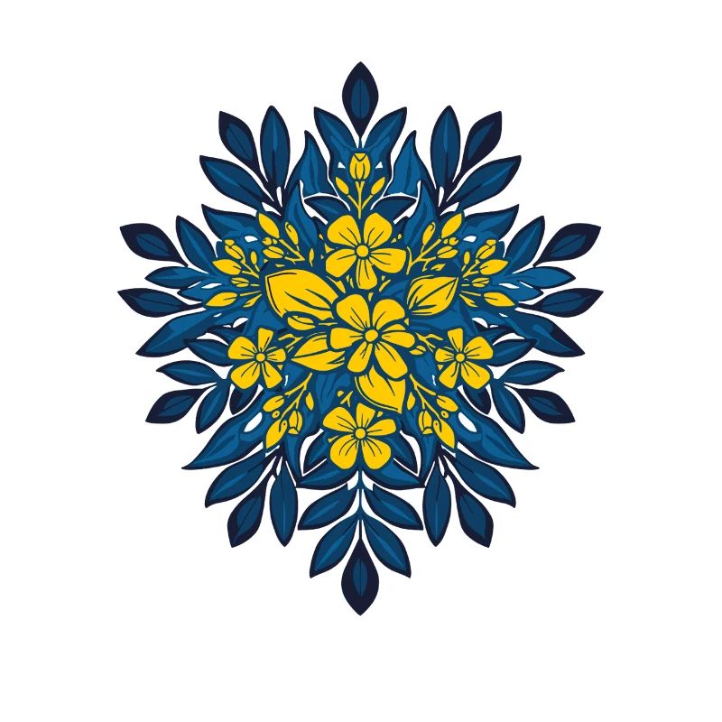 Blau Gelb Blumenkonstellation Mandala