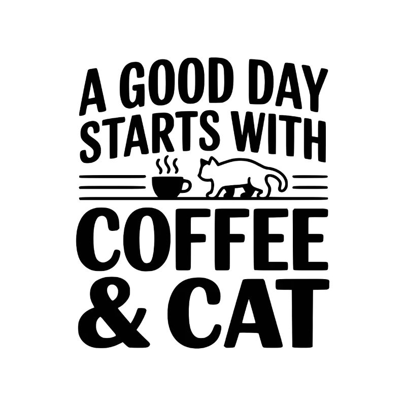 Ein guter Tag beginnt mit Kaffee und Katze