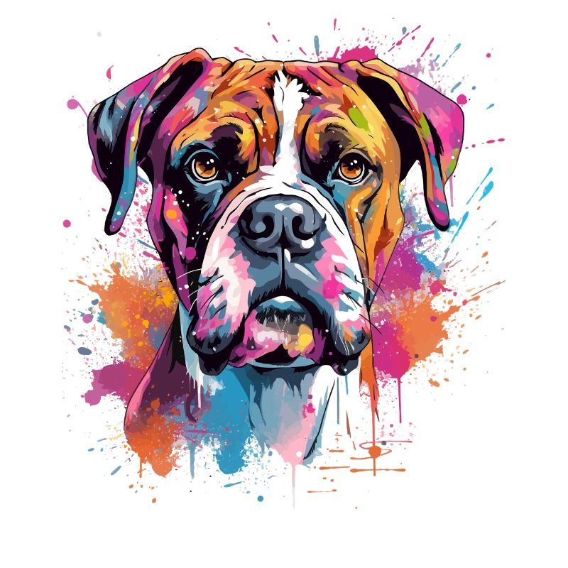 Splash Art Boxer-Hund Bunt