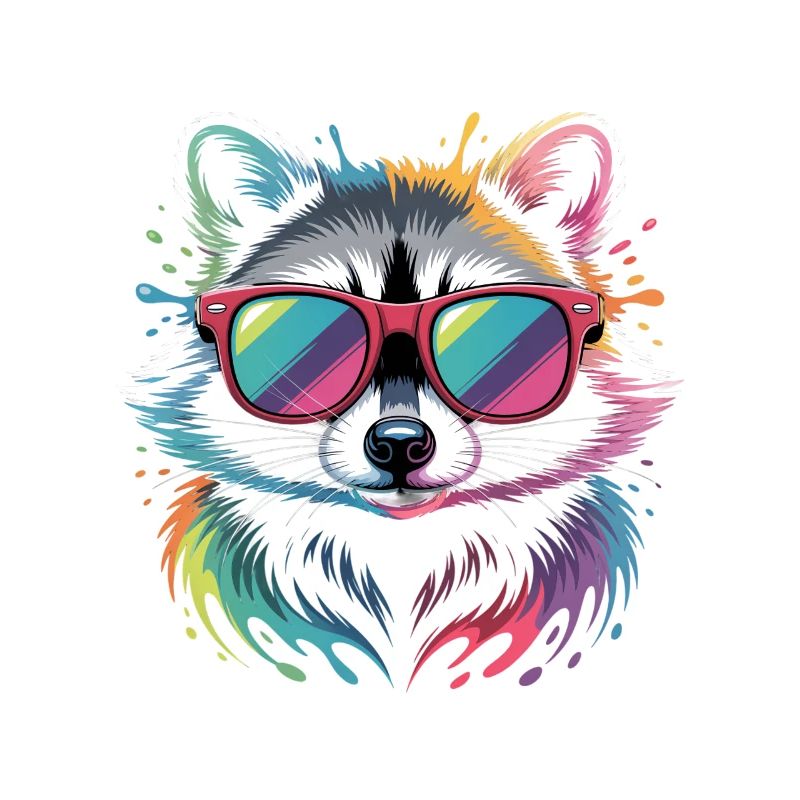 Bunter Waschbär Wasserfarben Spritzer