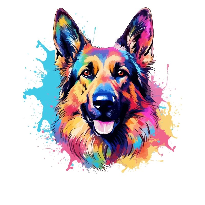 Bunte Hunde-Splash-Art Deutscher Schäferhund