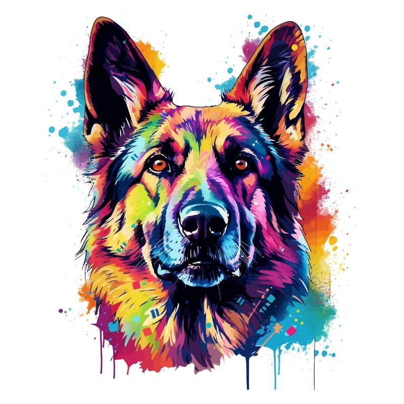 Bunte Deutscher Schäferhund-Splash-Art