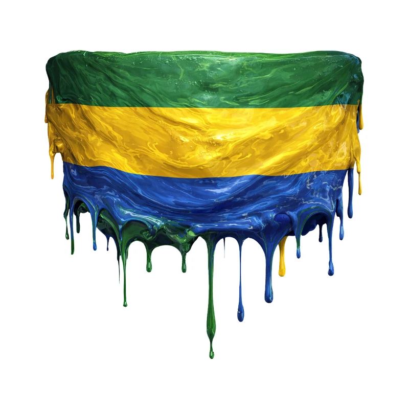 Gabon Flagge in Tropfenkunst