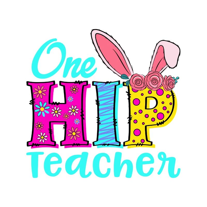 Ein niedliches Lehrer-Bunny-Blumenlogo