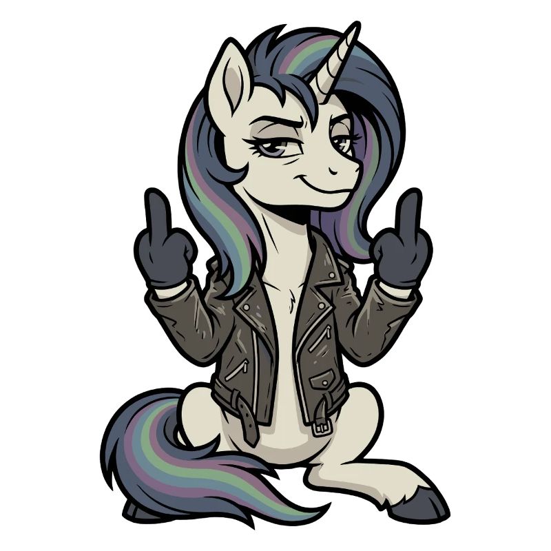 Einhorn Mittelfinger Lederjacke 