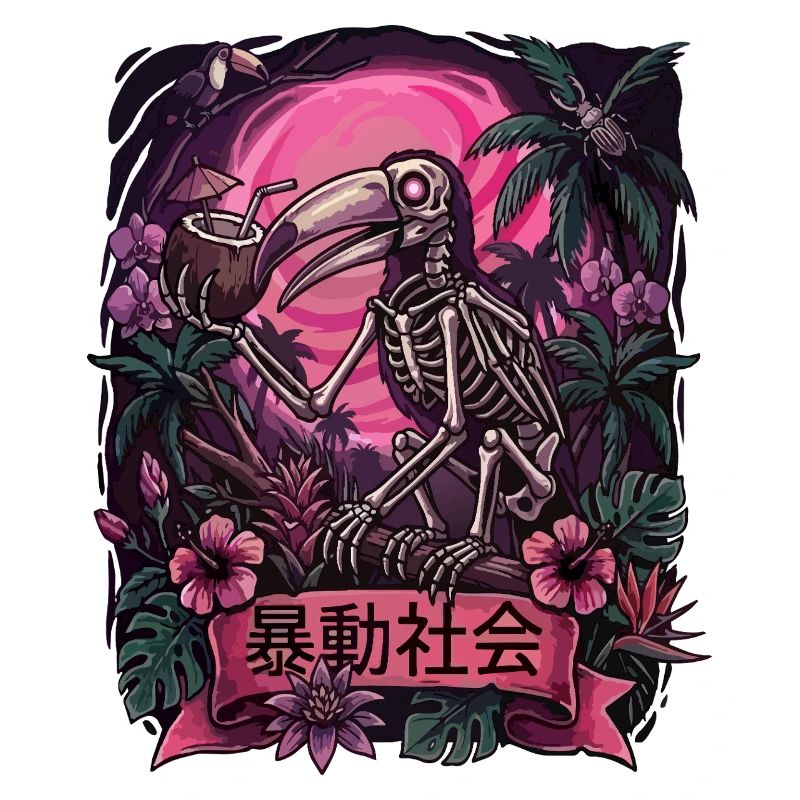 Neon Jungle Skeleton Parrot