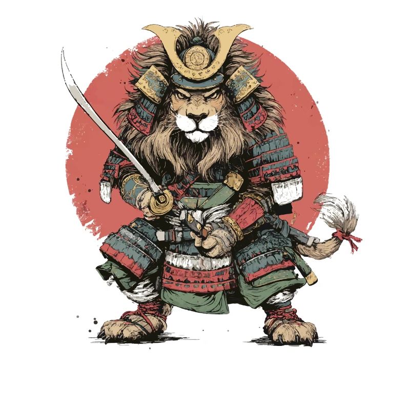 Samurai-Löwe in Rüstung