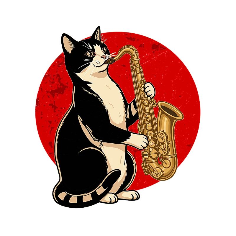 Jazz-Cat Saxophon-Illustration