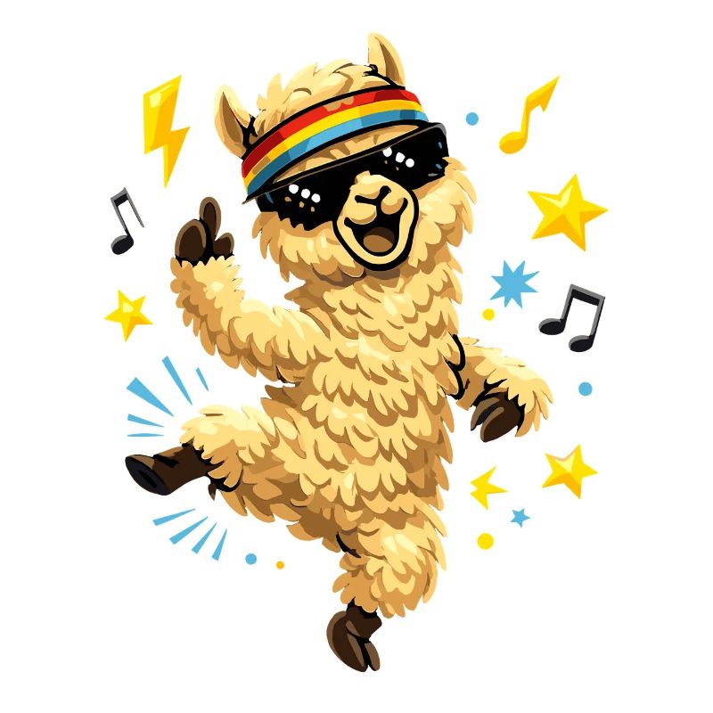 Dancing alpaca with sunglasses and beats