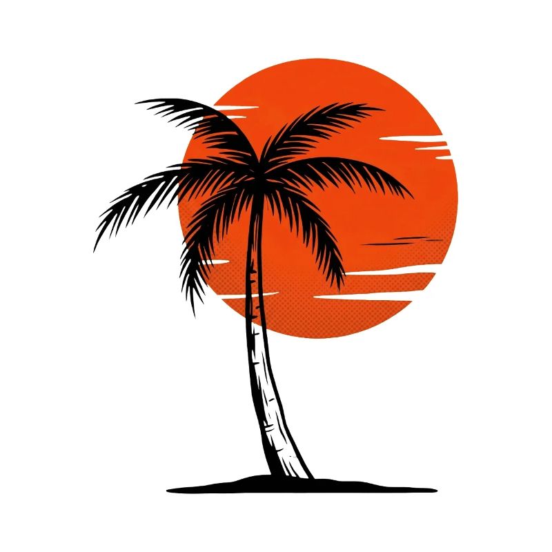 80er Retro Palme Sonnenuntergang