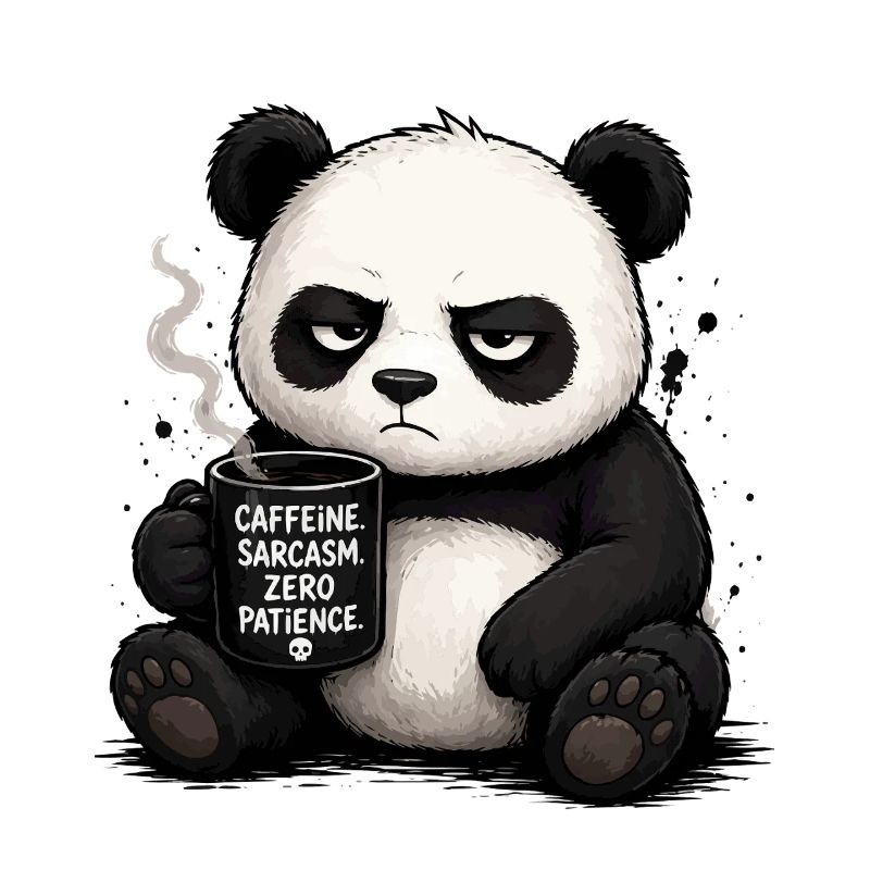 Kaffeepanda mit Sarkasmus