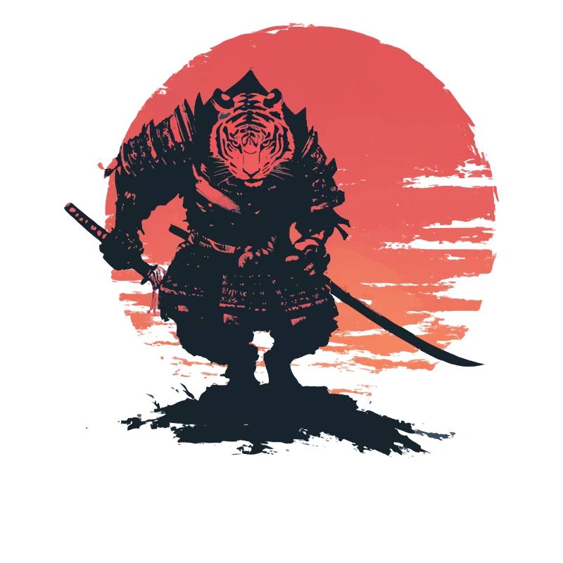 Tiger-Samurai bei Sonnenuntergang