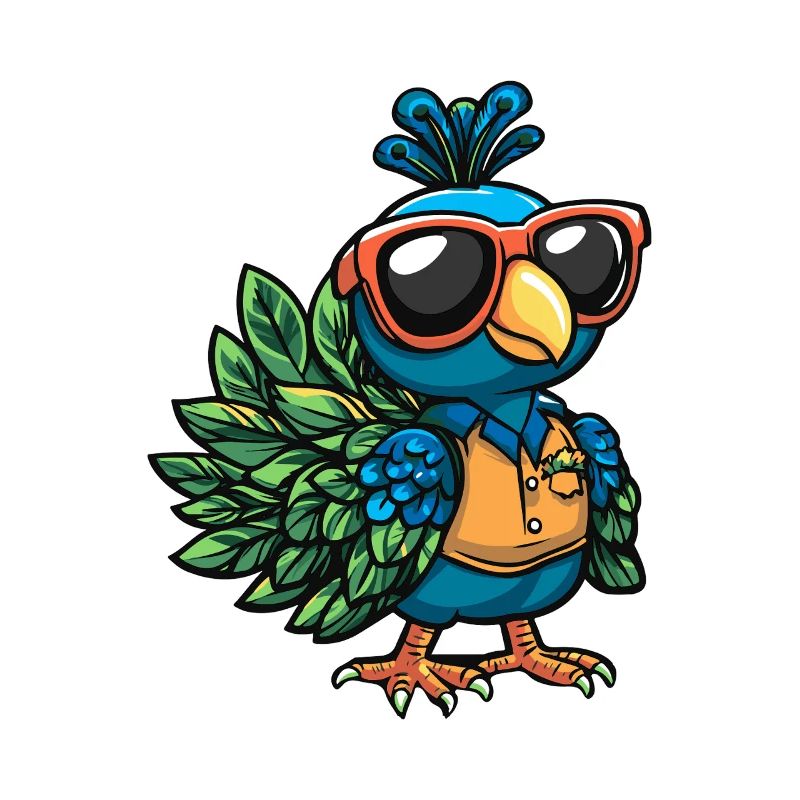Pfau Vogel Comic Urlaub