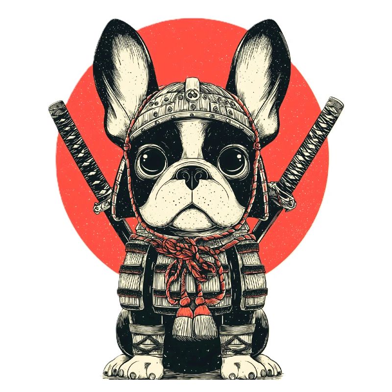 Samurai Bulldog in Rüstung