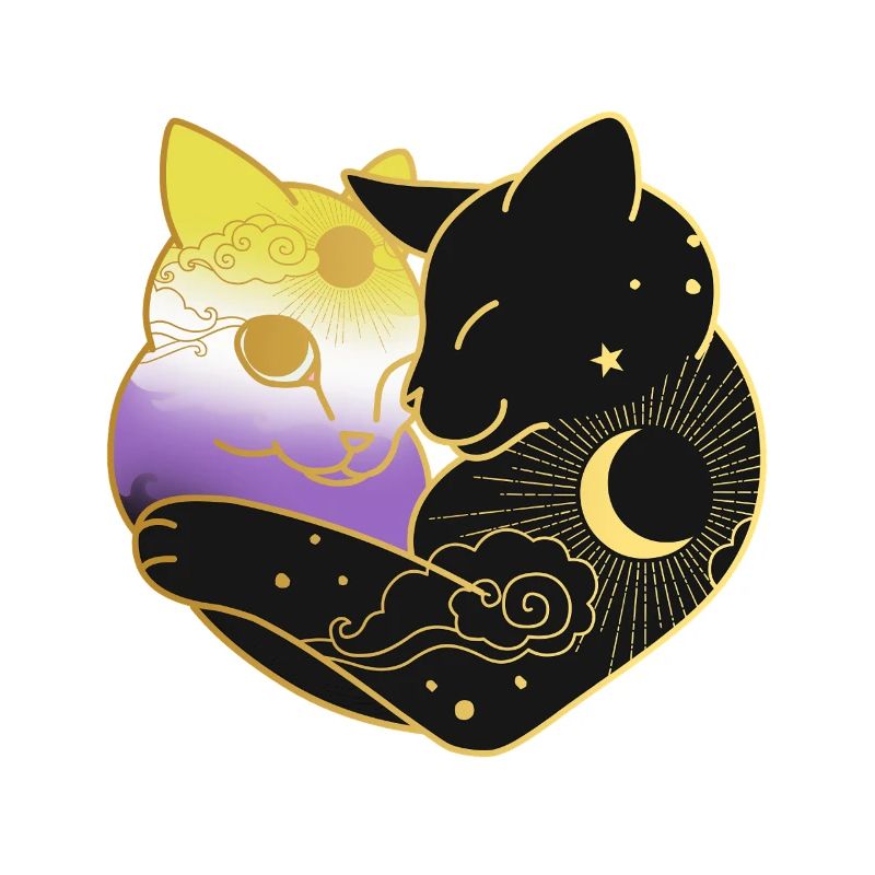 Nonbinary Cat Celestial Heart LGBT Pride Flag