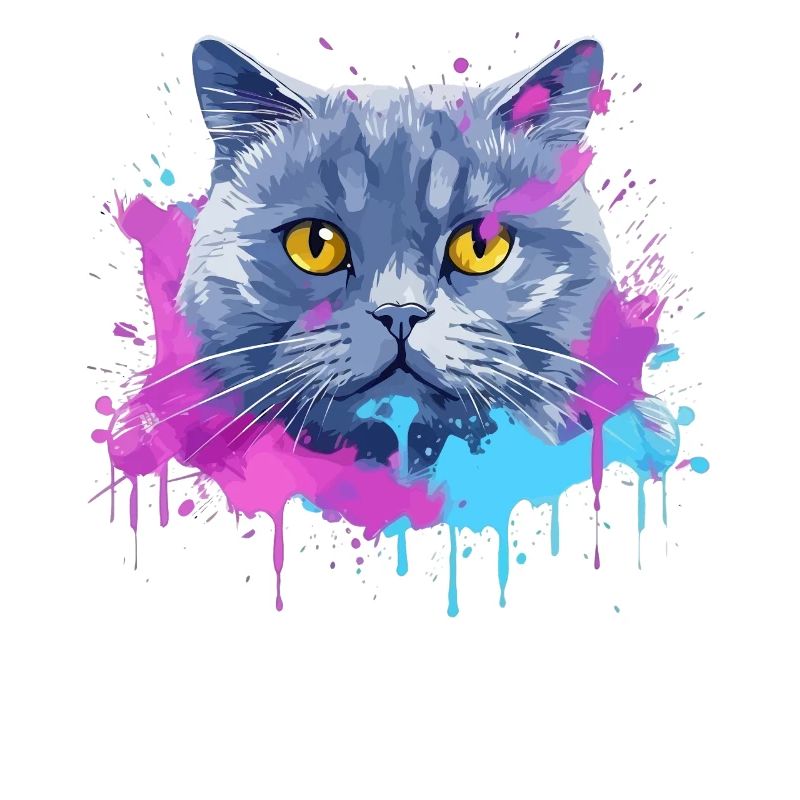 Bunte Splash-Kunst Britisches Kurzhaar-Katzengesicht