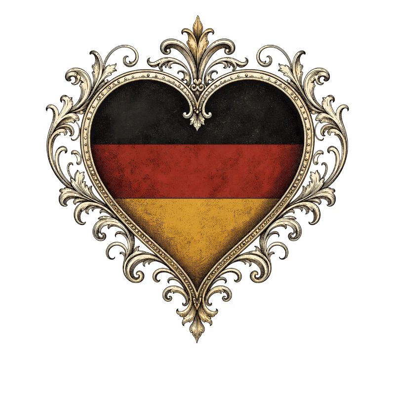 Herzflagge im Goldrahmen