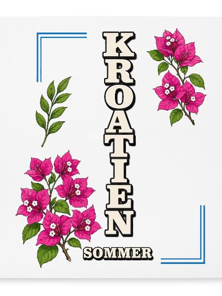 Kroatien Sommer mit Bougainvillea-Blüten
