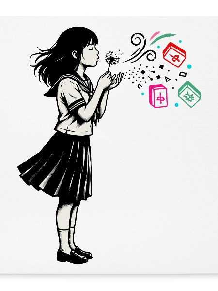 Mahjong Mädchen Japanisches Design