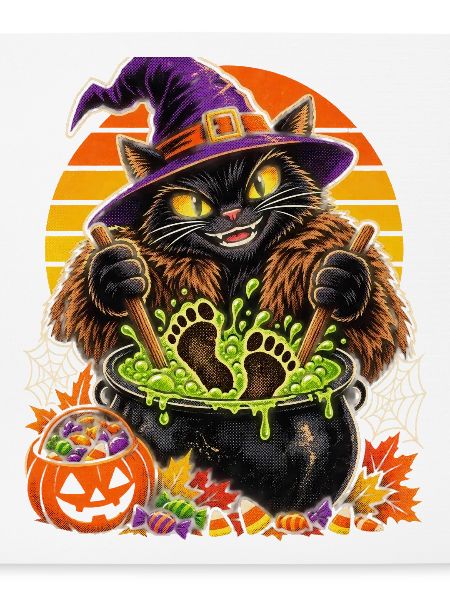 Hexenkatze im Hexenkessel Halloween