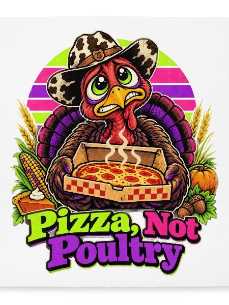 Thanksgiving-Truthahn mit Pizza-Cowboy-Spruch