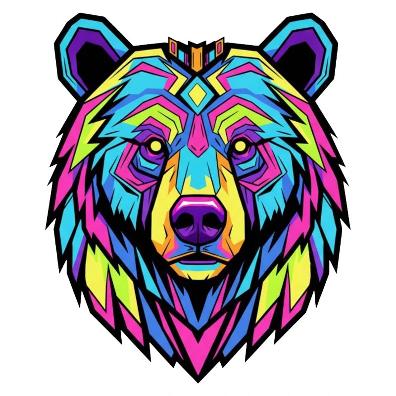 Neon Tribal Bär Illustration
