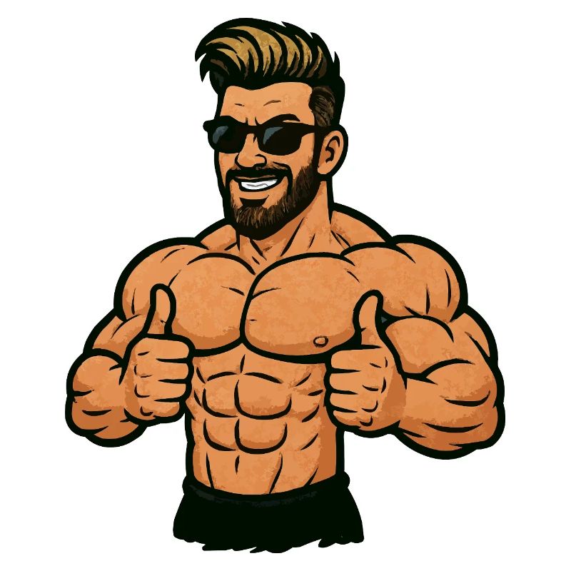 Muskelheld mit Sonnenbrille