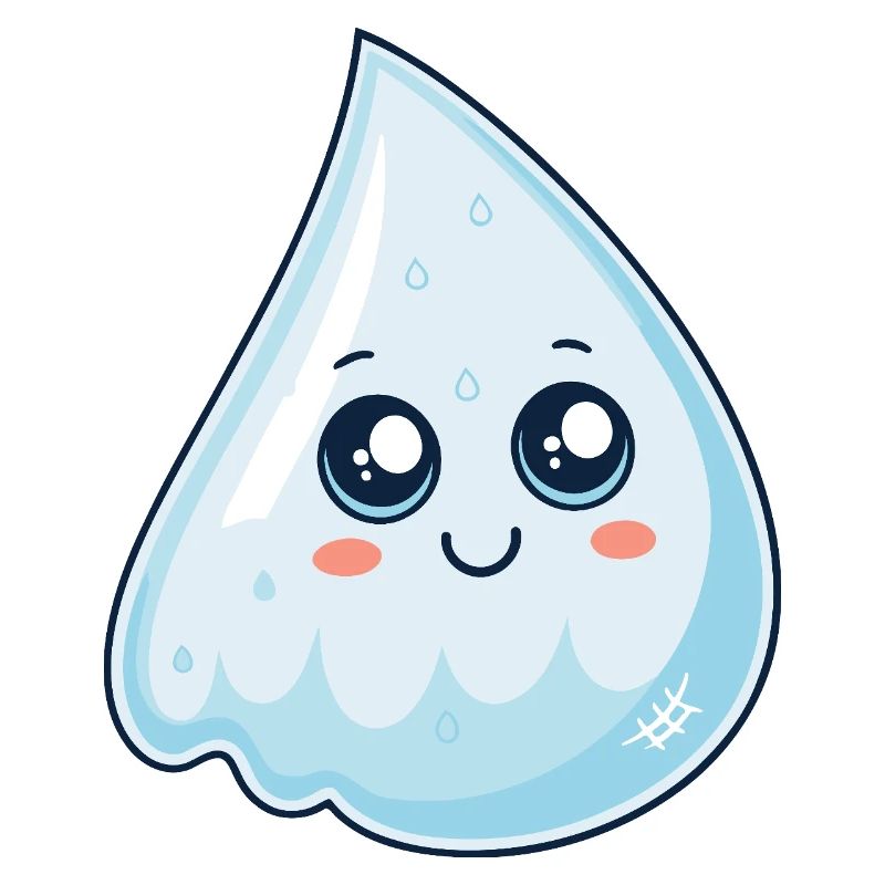 Lächelnder blauer Kawaii-Tropf