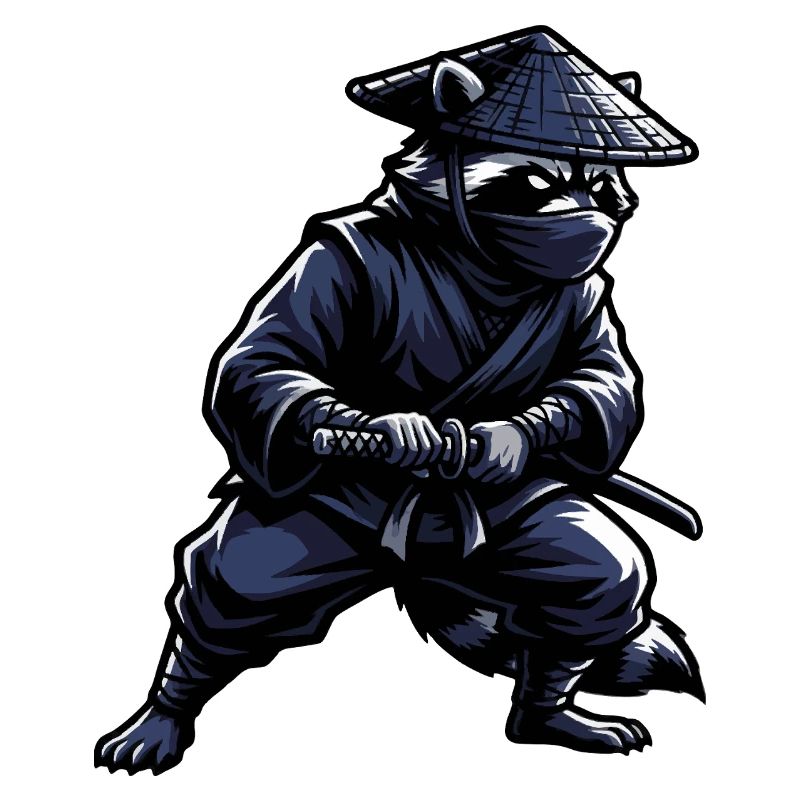 Ninja Waschbär mit Katana