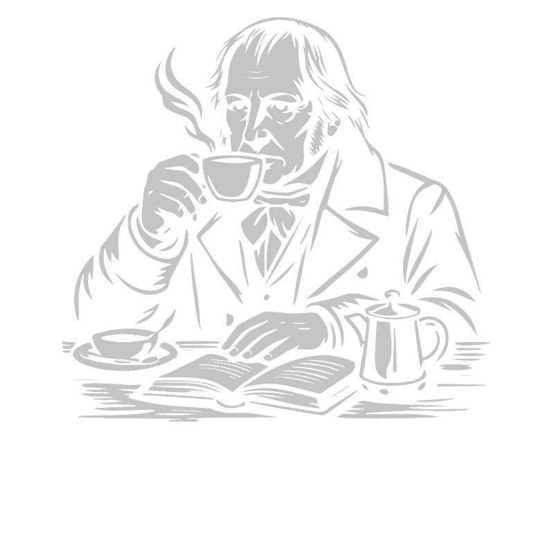Philosoph Hegel trinkt Kaffee