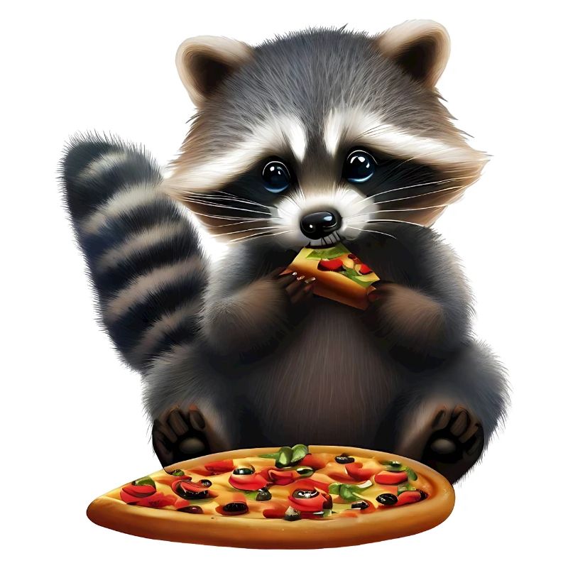 Pizza Liebender Waschbär