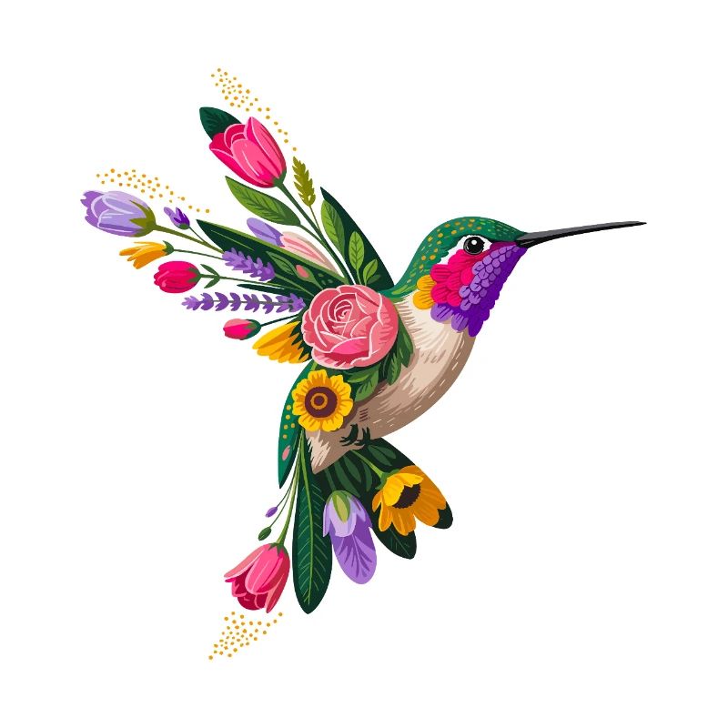 Kolibri Blumen Grafik