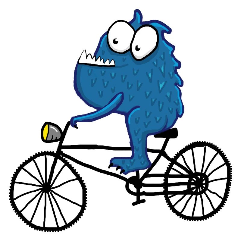 Monster mit Fahrrad