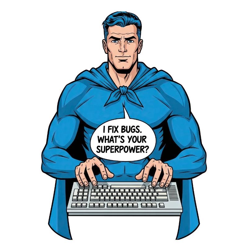Superheld: Ich fixiere Bugs!