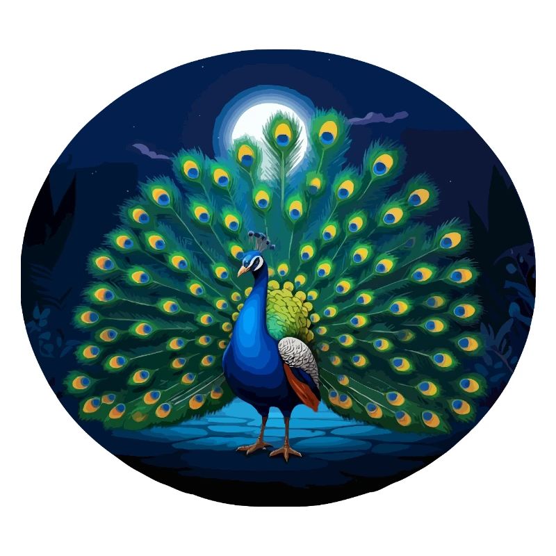 Pfau bei Vollmond
