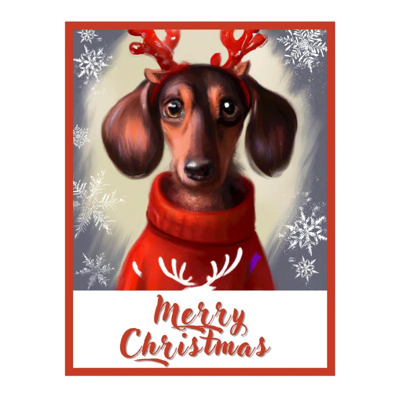 Doux chien heureux teckel dans un pull de Noël.