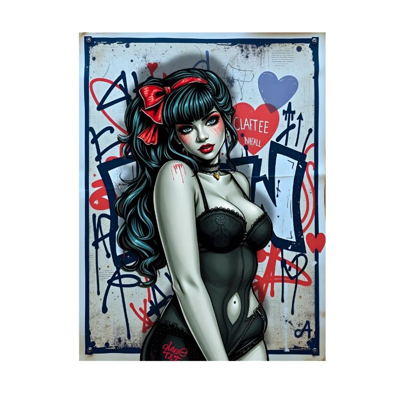 Gothic-Illustration mit urbanem Graffiti