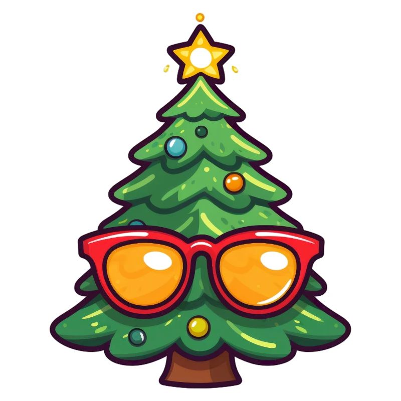 Festlicher Weihnachtsbaum mit Sonnenbrille