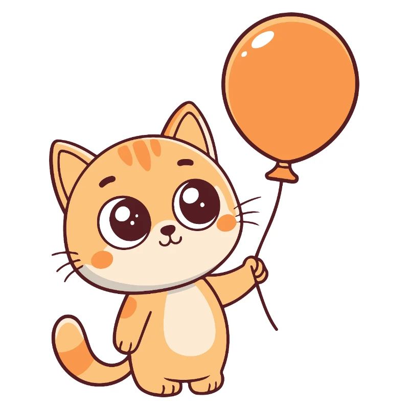 Kätzchen-Kawaii-Orangenballon