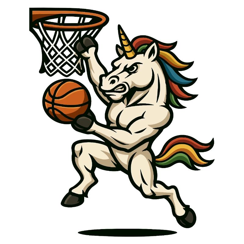 Regenbogen-Einhorn-Slam Dunk